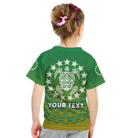 Custom Cook Islands T Shirt Circle Pattern Mix Sea Turtle Green Version LT14 - Polynesian Pride