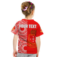 (Custom Personalised) Kolisi Tonga High School T Shirt KID Tongan Ngatu Pattern LT14 - Polynesian Pride