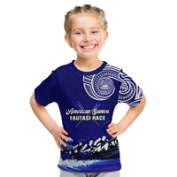 (Custom Personalised) American Samoa T Shirt KID Fautasi Race Samoan Pattern Ver.01 LT14 Youth XL Size14 - Polynesian Pride