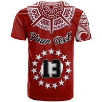 (Custom Text and Number) Rarotonga Cook Islands T Shirt Turtle and Map Style Red LT13 - Polynesian Pride
