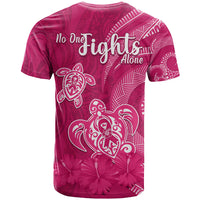 Breast Cancer Awareness T Shirt Hibiscus Polynesian No One Fights Alone LT13 - Polynesian Pride