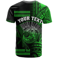 Custom Hawaii T Shirt Kakau Warrior Helmet Gradient Green Polynesian LT14 - Polynesian Pride