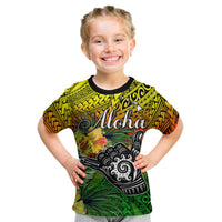 (Custom Personalised) The Shaka Hawaii T Shirt KID Tropical Flowers Reggae Version LT13 - Polynesian Pride