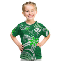Custom Hawaii Flowers Wave T Shirt Kanaka Maoli Green Polynesian LT13 - Polynesian Pride