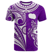 (Custom Text and Number) Rarotonga Cook Islands T Shirt Turtle and Map Style Purple LT13 - Polynesian Pride