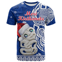 New Zealand Christmas T Shirt Hei Tiki Blue Pohutukawa Meri Kirihimete LT14 Blue - Polynesian Pride