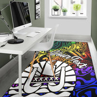 Tahiti Custom Personalised Area Rug - Rainbow Polynesian Pattern - Polynesian Pride