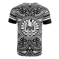 Tahiti T Shirt Tahiti Coat of Arms Polynesian White Black - Polynesian Pride