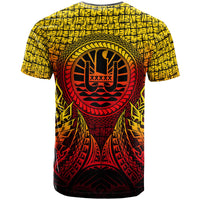 Tahiti T Shirt Circle Pattern Yellow - Polynesian Pride
