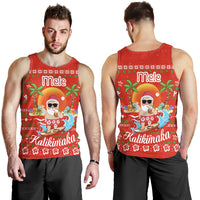 Hawaiian Santa Claus Mele Kalikimaka Men's Tank Top - Aviv Style - Red - AH Red - Polynesian Pride