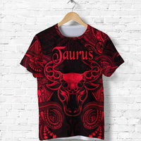 Custom Taurus Zodiac Polynesian T Shirt Unique Style Red LT8 Unisex Red - Polynesian Pride