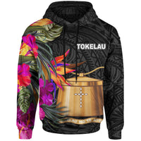 Tokelau Hoodie Polynesian Hibiscus Pattern Unisex Black - Polynesian Pride
