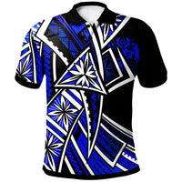 Tonga Polo Shirt Tribal Flower Special Pattern Blue Color Unisex Blue - Polynesian Pride