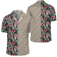 Tropical Flowers Palm And Leaves Lauhala Moiety Hawaiian Shirt Unisex Art - Polynesian Pride