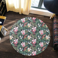 Tropical Monstera Leaf Red Round Carpet - AH - Polynesian Pride