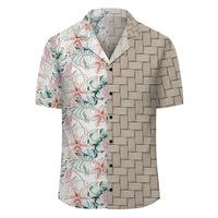 Tropical Pattern With Orchids Leaves And Gold Chains Lauhala Moiety Hawaiian Shirt - Polynesian Pride