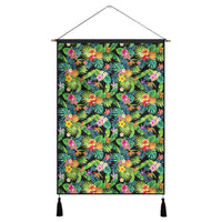 Tropical Pattern With Pineapples Palm Leaves And Flowers Hanging Poster - AH Hanging Poster 43 x 65 cm Cotton And Linen - Polynesian Pride
