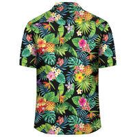 Tropical Pattern With Pineapples Palm Leaves And Flowers Hawaiian Shirt - Polynesian Pride
