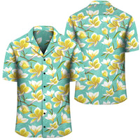 Tropical Plumeria Blue Hawaiian Shirt Unisex Black - Polynesian Pride