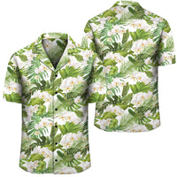 Tropical Plumeria White Hawaiian Shirt Unisex Black - Polynesian Pride