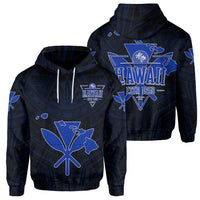 Kanaka Map Polynesian Hoodie Blue Heart AH Unisex Black - Polynesian Pride