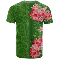 Hawaii Hibiscus Flower Polynesian T Shirt Curtis Style Green - Polynesian Pride