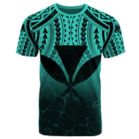 Hawaii Polynesian Kanaka Map Eruption T Shirt Roman Style Turquoise - Polynesian Pride