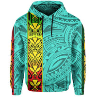 Polynesian Kanaka Flag Kanaka Maoli Hawaii Hoodie Turquoise - Polynesian Pride