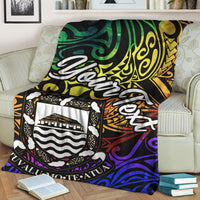Tuvalu Custom Personalised Premium Blanket - Rainbow Polynesian Pattern - Polynesian Pride