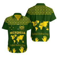 Federated States of Micronesia United Nations Day Matching Dress and Hawaiian Shirt Green Simple World Map Version LT9 No Dress Green - Polynesian Pride