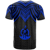 Vanuatu Custom T Shirt Polynesian Armor Style Blue - Polynesian Pride