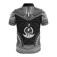 Vanuatu Custom Polo Shirt Vanuatuan Coat Of Arms Polynesian Chief Tattoo Black Version - Polynesian Pride