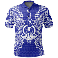 Vanuatu Polo Shirt Vanuatuan Coat Of Arms Map Polynesian Tattoo Blue Unisex Blue - Polynesian Pride