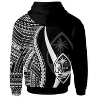 Guam Zip up Hoodie White Tentacle Tribal Pattern - Polynesian Pride