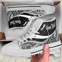 Marshall Islands Custom Personalised High Top Shoes White - Polynesian Tentacle Tribal Pattern - Polynesian Pride