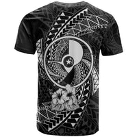 Yap Micronesian T Shirt White Spiral Pattern Hibiscus - Polynesian Pride