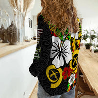 (Custom Personalised) Vanuatu Women Casual Shirt Polynesia Tie Dye Hibiscus Flowers LT13 - Polynesian Pride