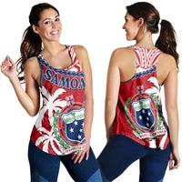 Samoa Women Racerback Tank Samoan Coat Of Arms With Coconut Pink Style LT14 - Polynesian Pride