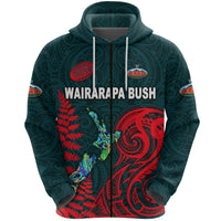 Maori Wairarapa Bush Rugby Zip Hoodie New Zealand Silver Fern - Polynesian Pride