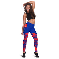 Wallis And Futuna Polynesian Leggings - Polynesian Tattoo Flag Version - Polynesian Pride