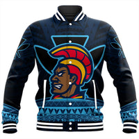 Hawaiian - Polynesian Kanaka Warrior Baseball Jacket - Strong Style - AH Unisex Blue - Polynesian Pride