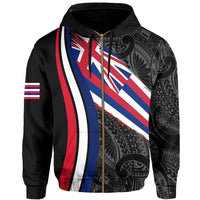 Hawaii Flag Polynesian Hoodie Zip White Ten Style - Polynesian Pride