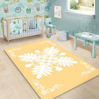 Hawaiian Quilt Maui Plant And Hibiscus Pattern Area Rug - White Beige - AH - Polynesian Pride