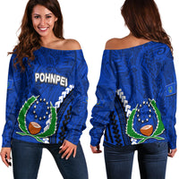 Pohnpei Women's Off Shoulder Sweater Polynesian Style LT6 Women Blue - Polynesian Pride