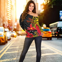 Papua New Guinea Women Off Shoulder Sweater Vibe Style LT6 Women Black - Polynesian Pride