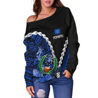 Pohnpei Women's Off Shoulder Sweater Polynesian Style LT6 - Polynesian Pride
