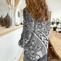 Traditional Polynesian Tribal Tattoo Retro Women Casual Shirt Grey LT9 - Polynesian Pride