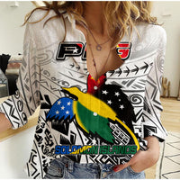 Papua New Guinea And Solomon Islands Casual Shirt LT6 Female White - Polynesian Pride