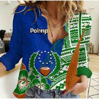 Pohnpei Of Micronesia Casual Shirt Vibe Style LT6 Female Blue - Polynesian Pride