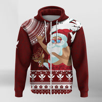 Tropical Christmas Tanned Santa Claus Hawaii Zip up Hoodie LT7 Unisex Red - Polynesian Pride